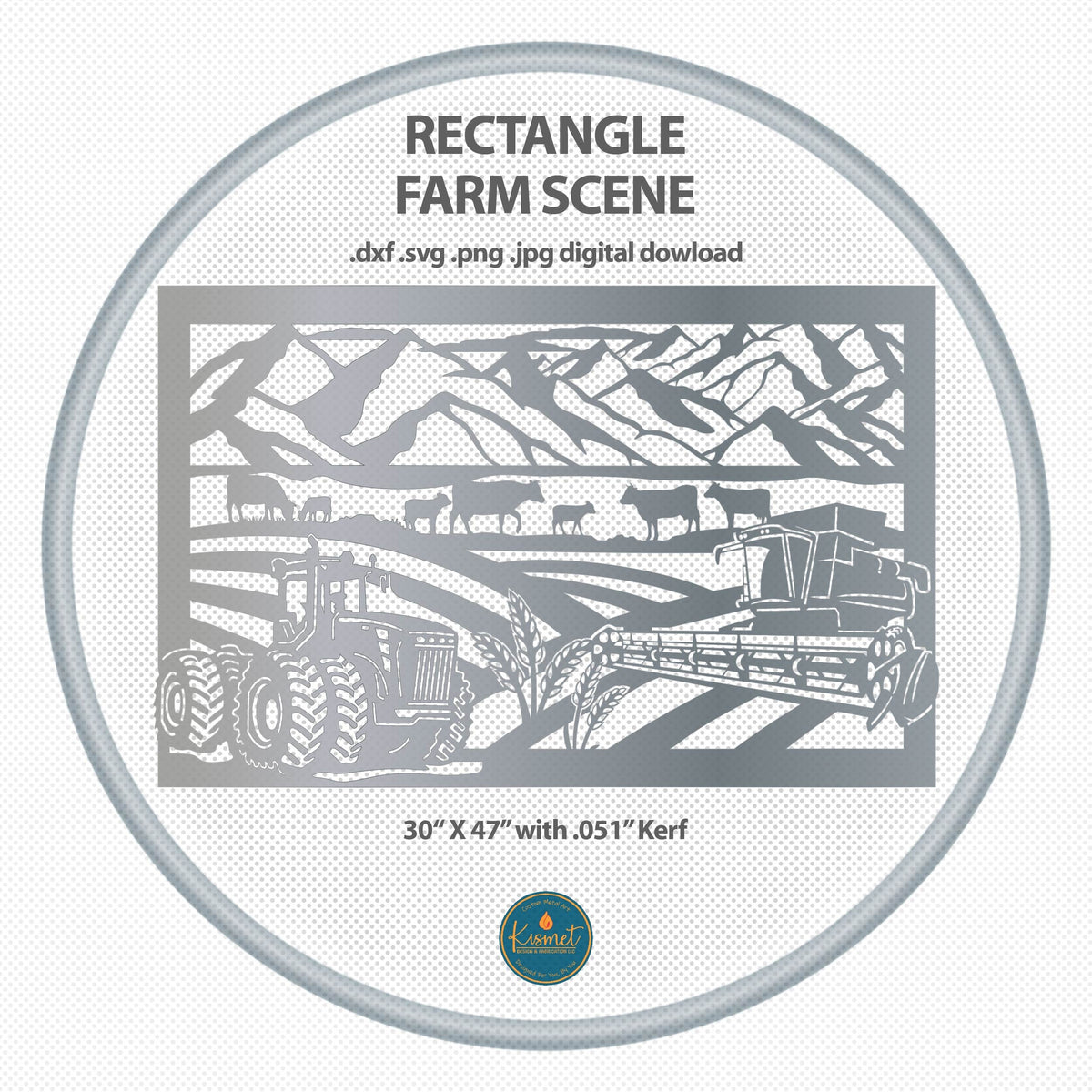 Rectangular Farm Scene DXF/SVG design preview with file details (photo 3)