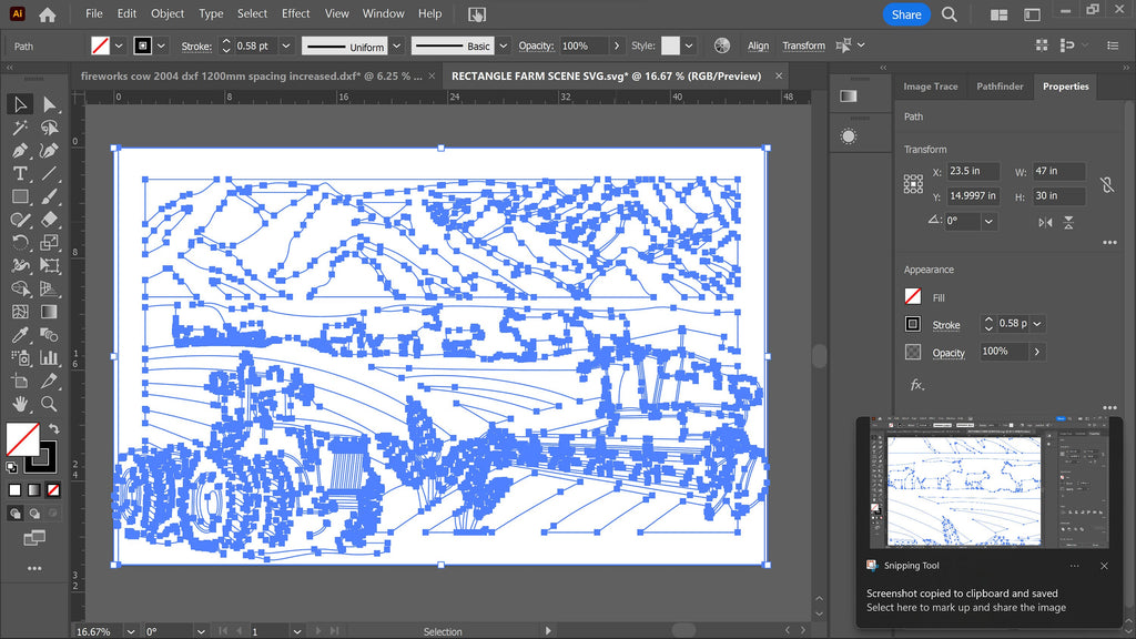 Rectangular Farm Scene vector paths in design software (photo 6)