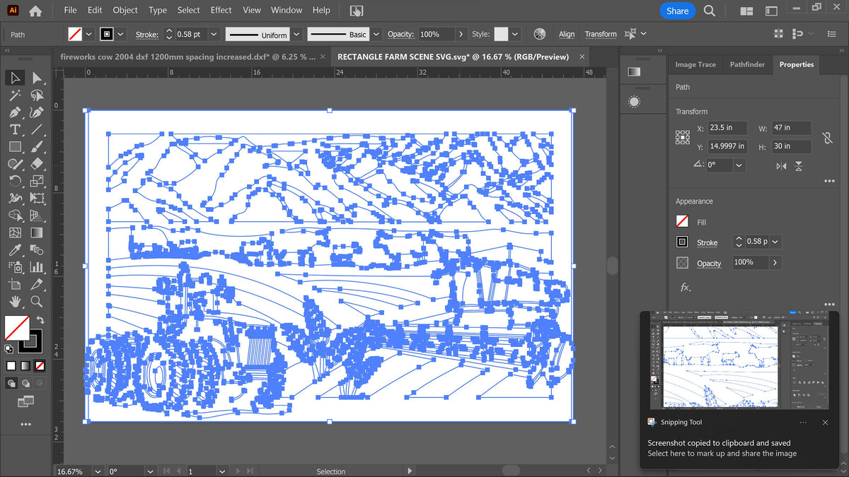 Rectangular Farm Scene vector paths in design software (photo 6)
