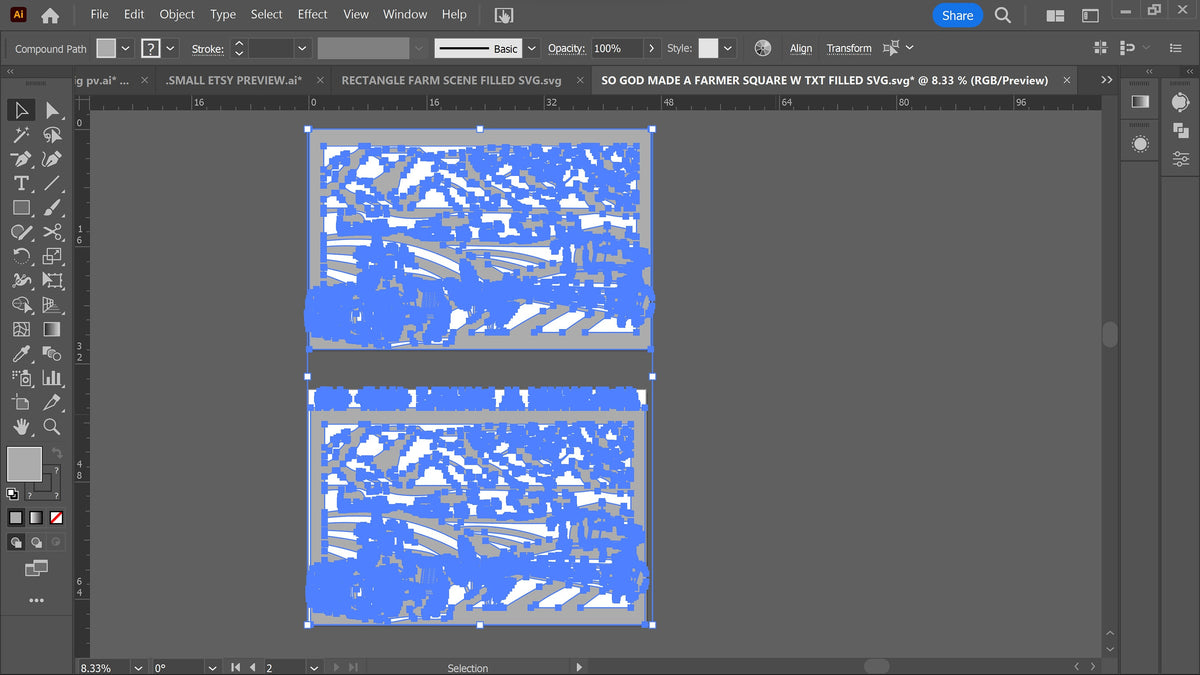 Rectangle Farm Scenes, Set of 2 vector paths in design software