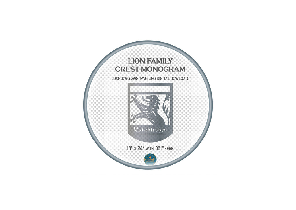 Lion Family Crest Monogram DXF/SVG design preview with file details (photo 3)