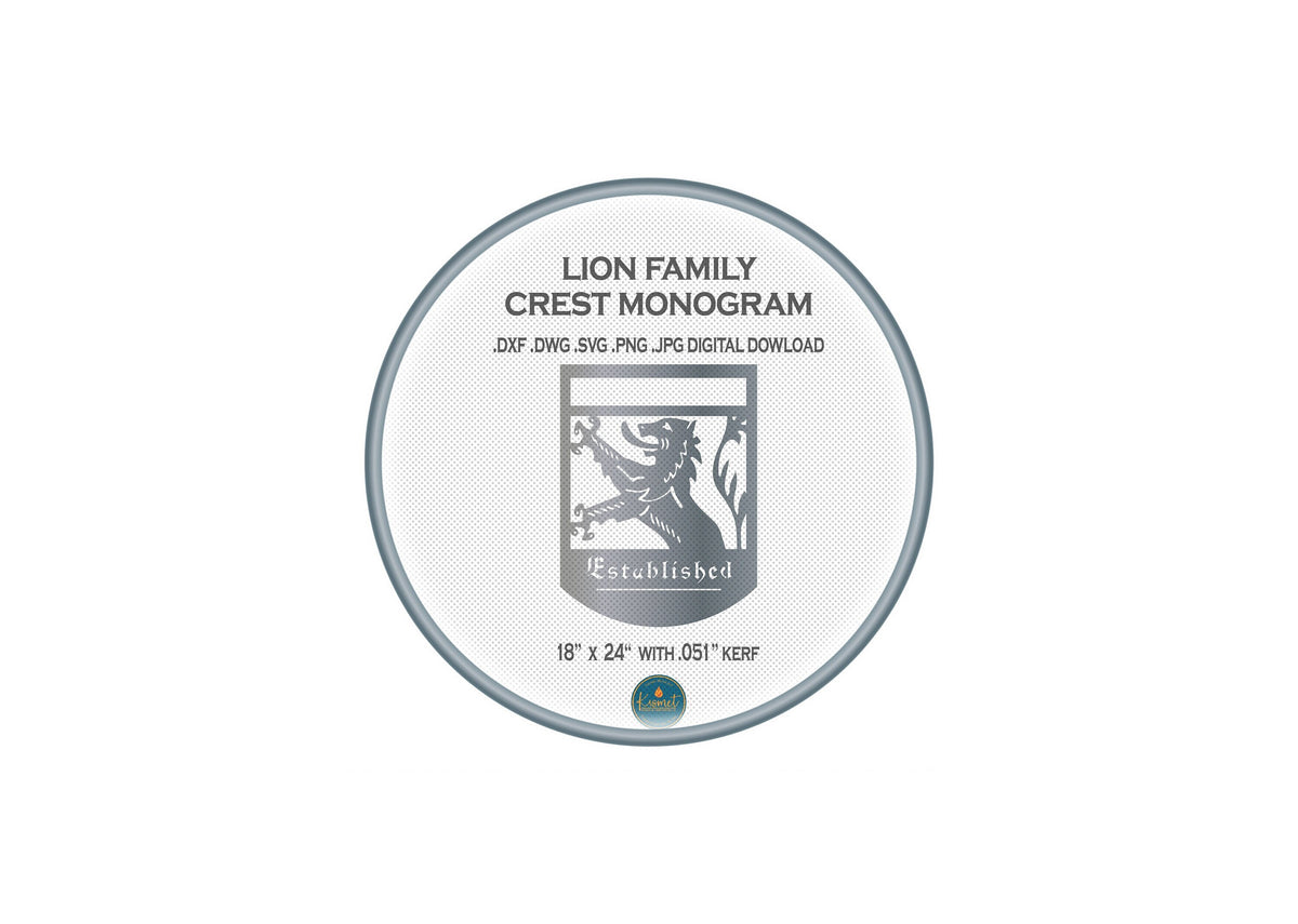 Lion Family Crest Monogram DXF/SVG design preview with file details (photo 3)