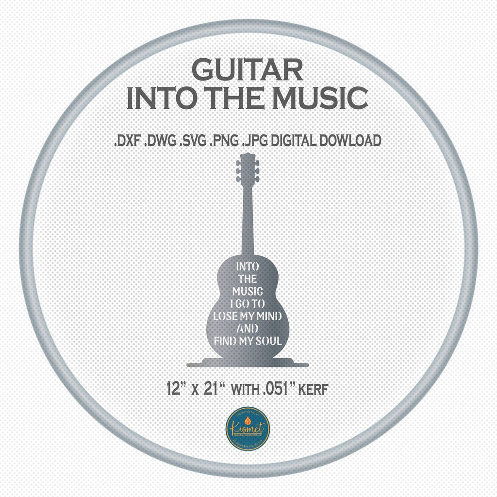 Into the Music Guitar Wall Art DXF/SVG design preview with file details (photo 5)