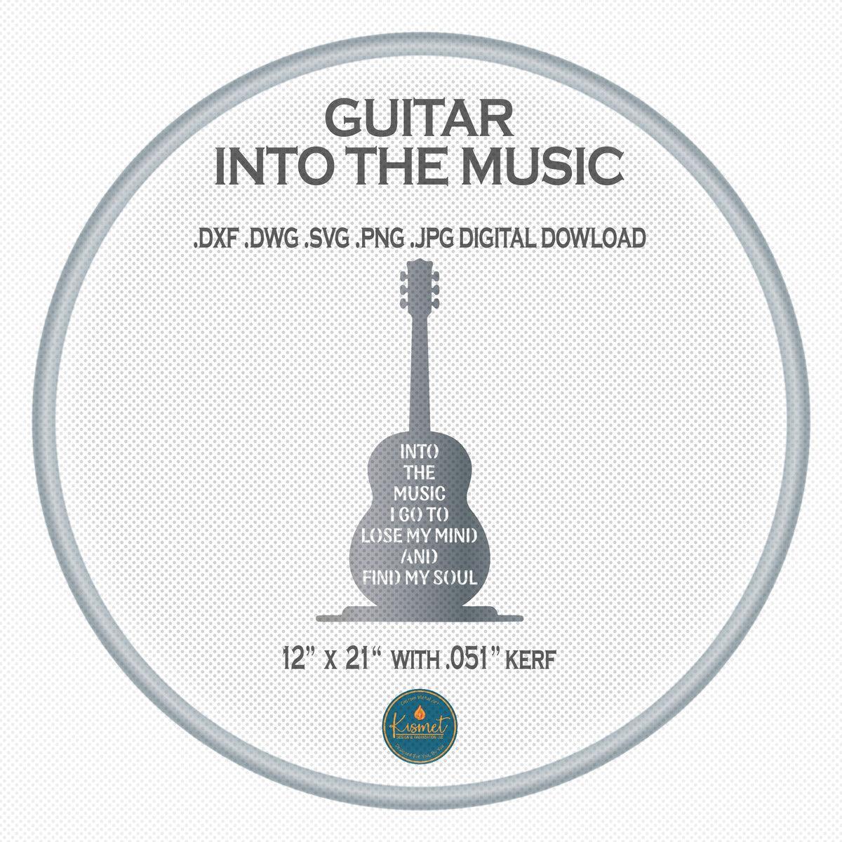 Into the Music Guitar Wall Art DXF/SVG design preview with file details (photo 5)