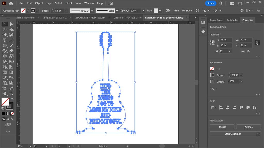 Into the Music Guitar Wall Art vector paths in design software (photo 6)