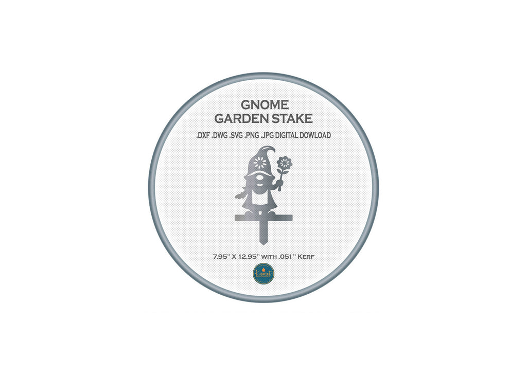 Flower Holding Gnome Garden Stake DXF/SVG design preview with file details
