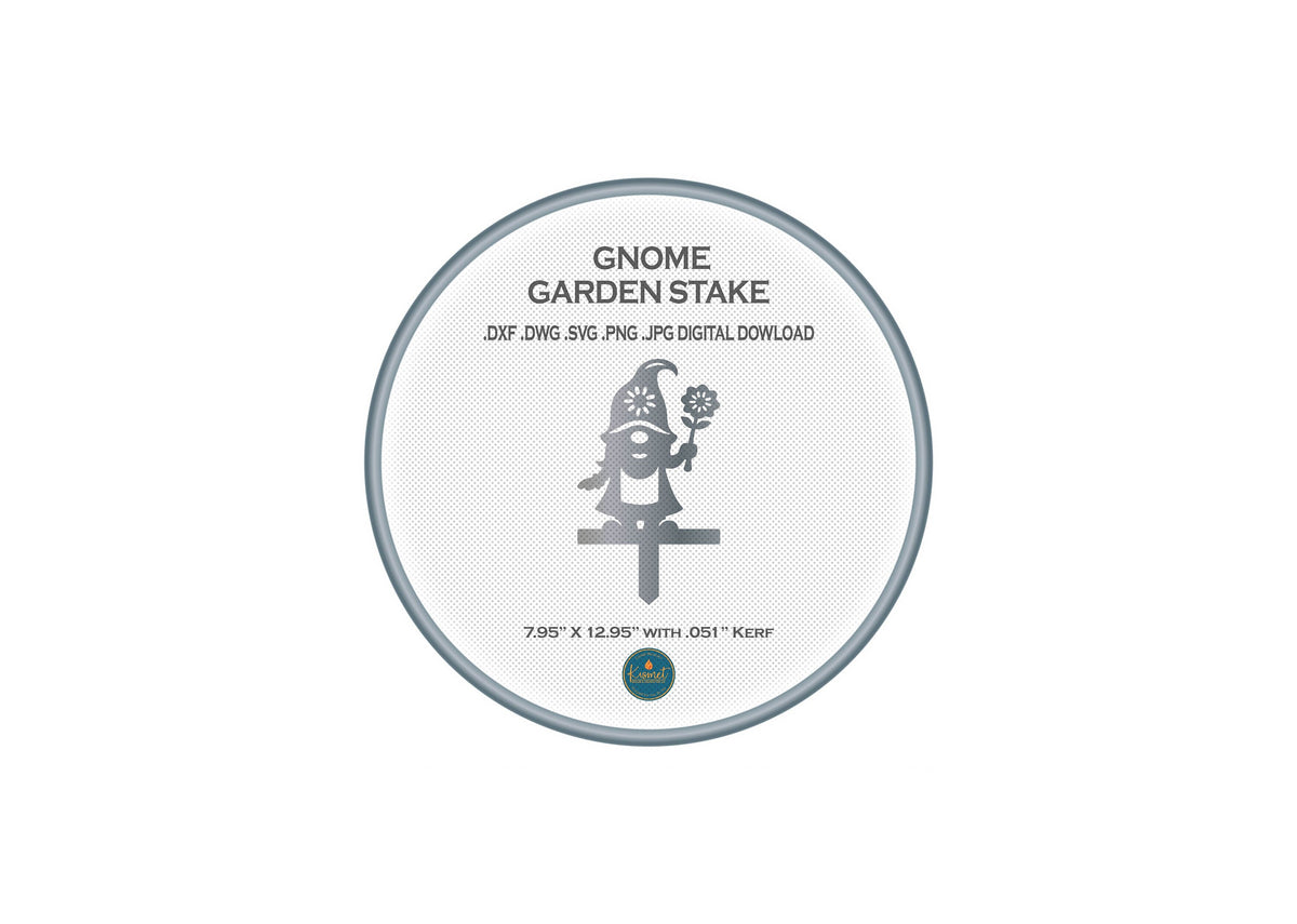 Flower Holding Gnome Garden Stake DXF/SVG design preview with file details