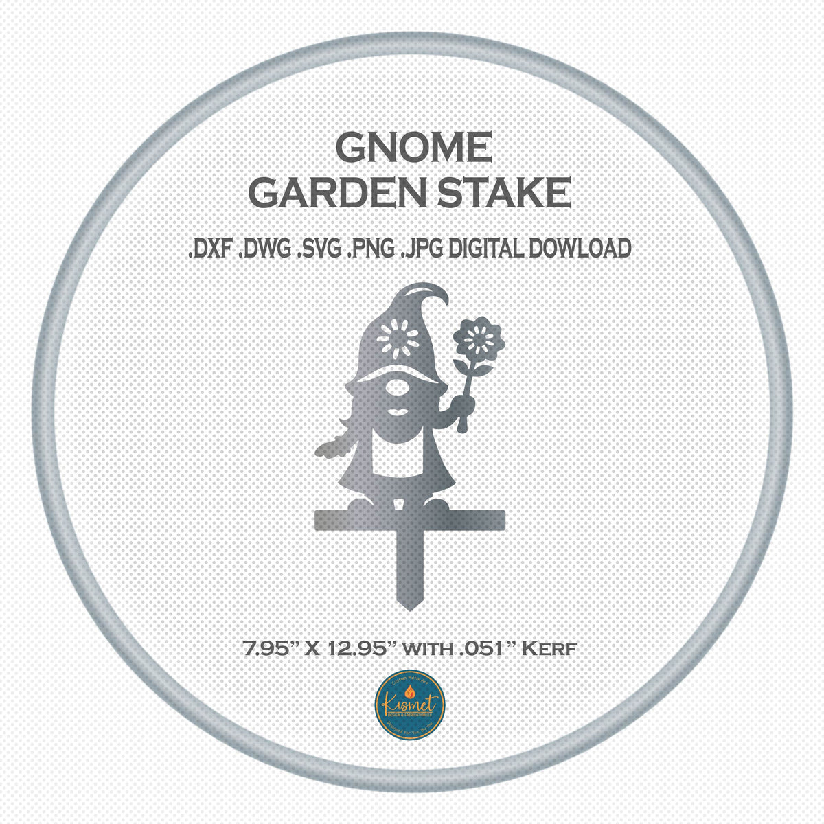 Flower Holding Gnome Garden Stake DXF/SVG design preview with file details (photo 5)