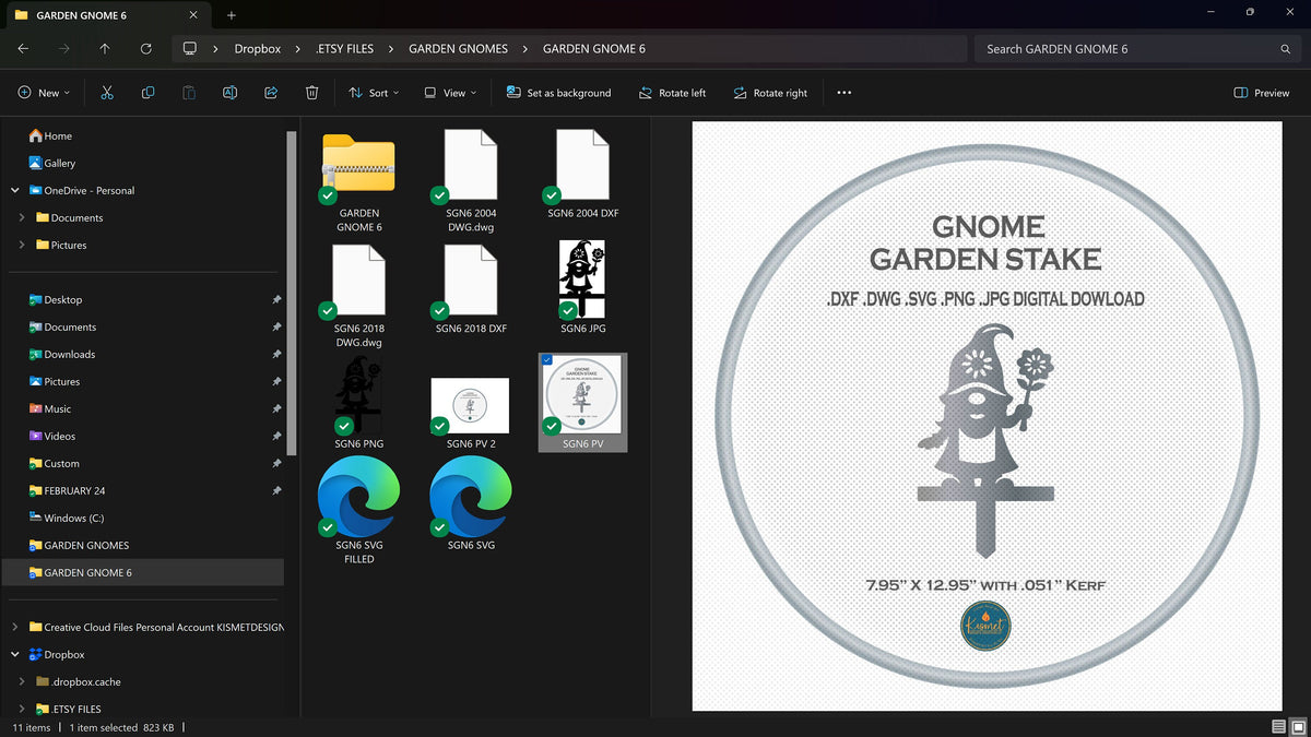 Flower Holding Gnome Garden Stake vector paths in design software