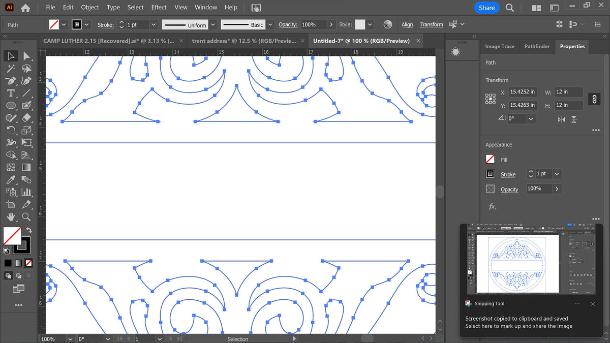 Round Fleur Scroll Monogram vector paths in design software (photo 5)