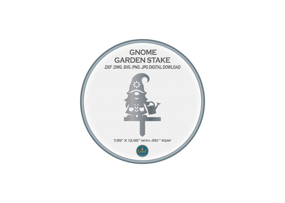 Apron Gnome Watering Can Garden Stake DXF/SVG design preview with file details