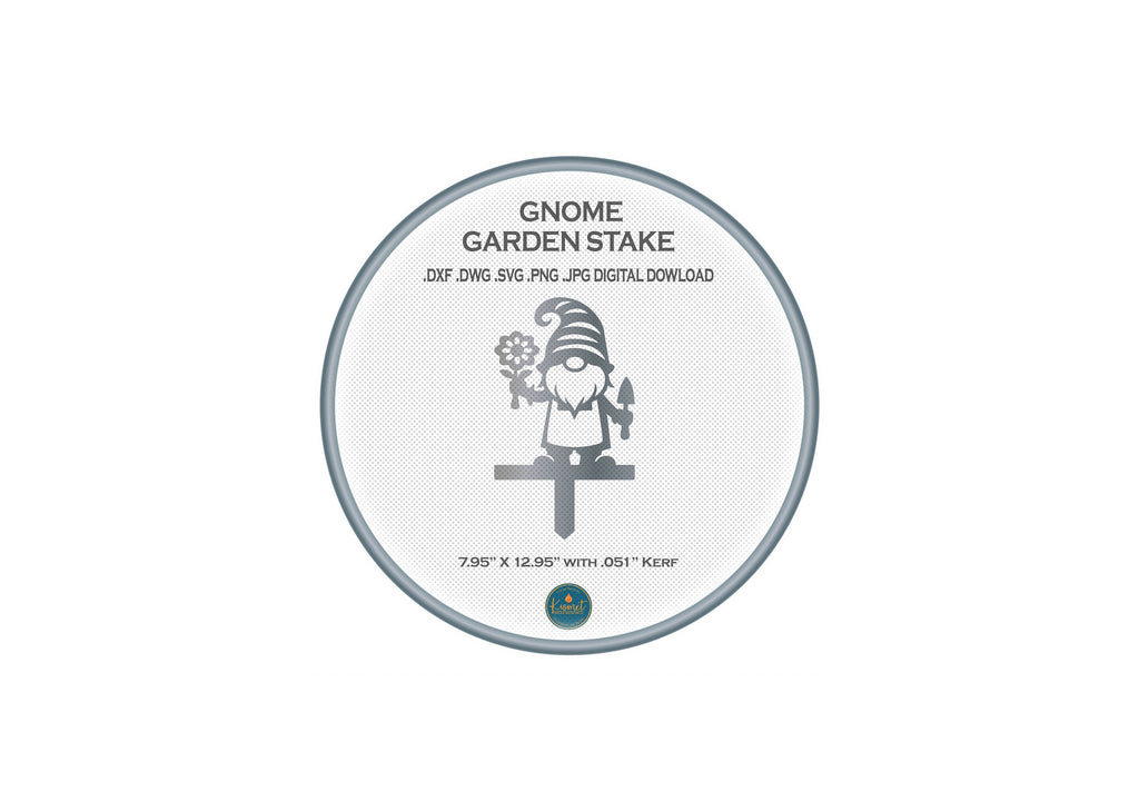 Gnome with Flower and Trowel Garden Stake DXF/SVG design preview with file details