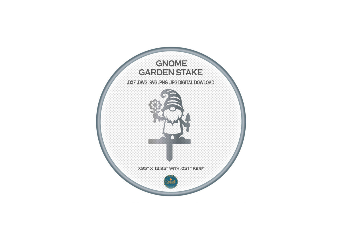 Gnome with Flower and Trowel Garden Stake DXF/SVG design preview with file details
