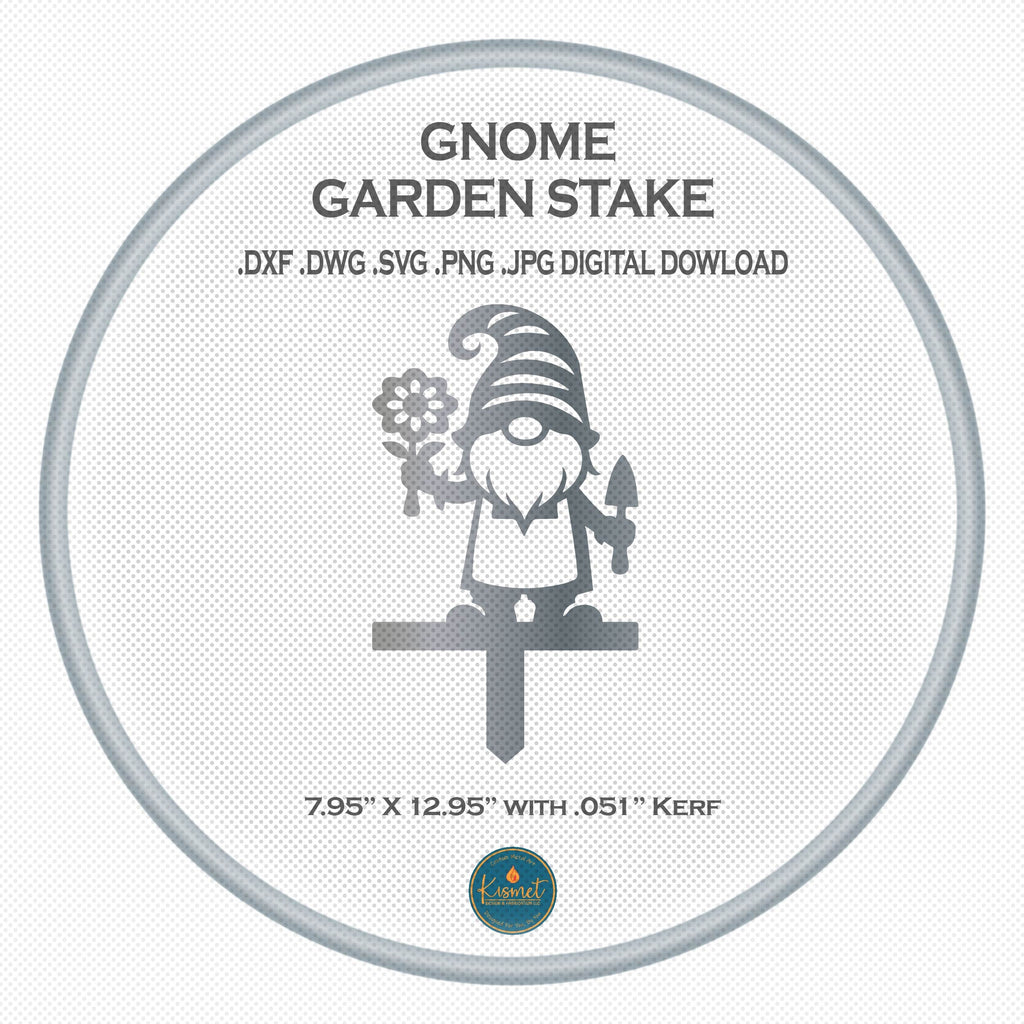 Gnome with Flower and Trowel Garden Stake DXF/SVG design preview with file details (photo 6)