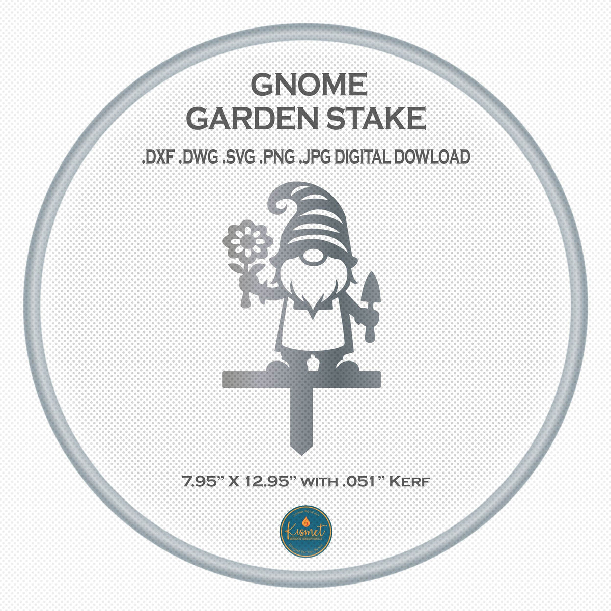 Gnome with Flower and Trowel Garden Stake DXF/SVG design preview with file details (photo 6)