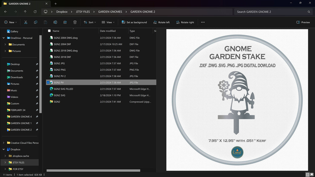 Gnome with Flower and Trowel Garden Stake vector paths in design software
