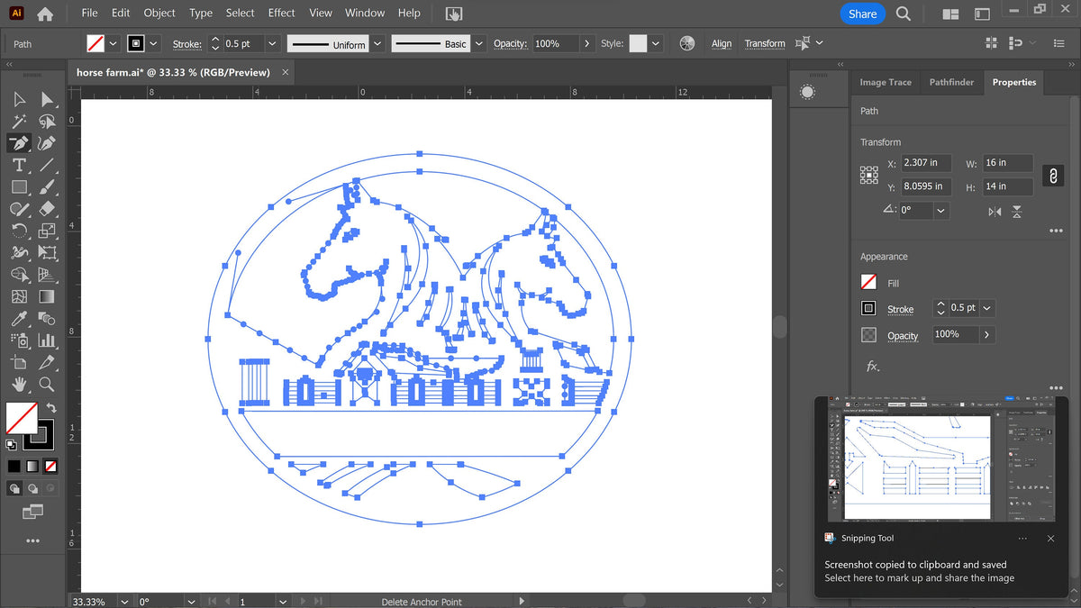 Two Horses Farm Monogram vector paths in design software (photo 5)