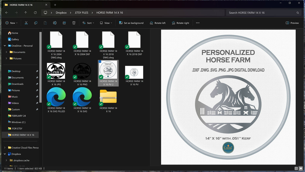 Two Horses Farm Monogram vector paths in design software