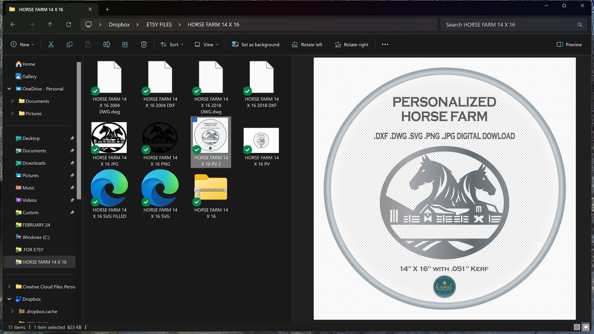 Two Horses Farm Monogram vector paths in design software