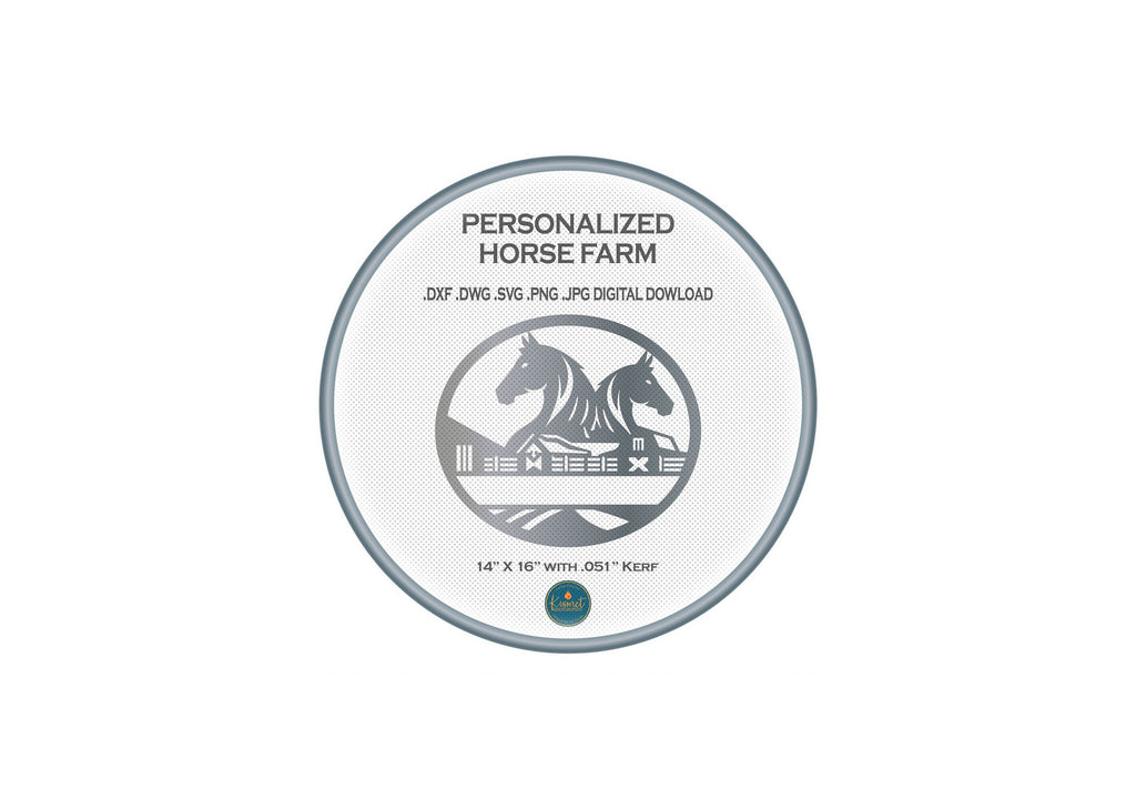 Two Horses Farm Monogram DXF/SVG design preview with file details