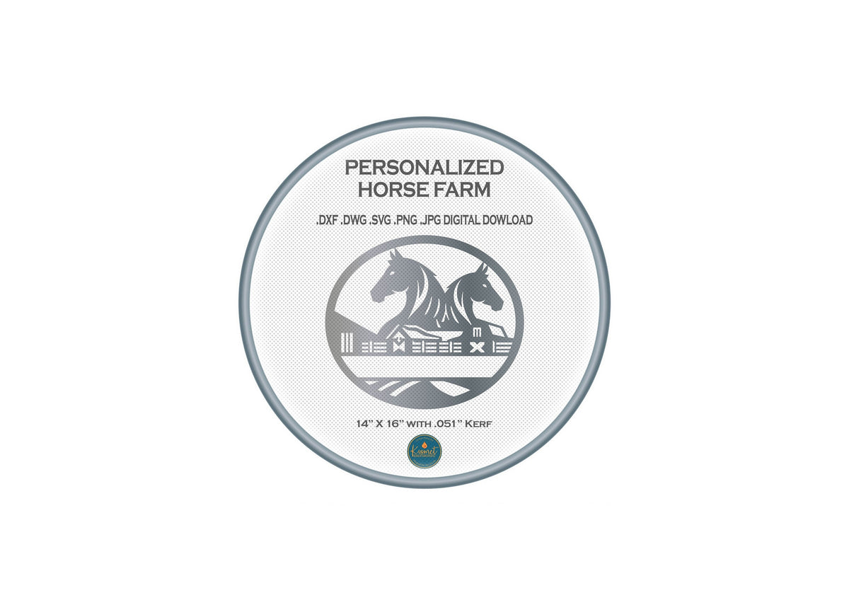 Two Horses Farm Monogram DXF/SVG design preview with file details