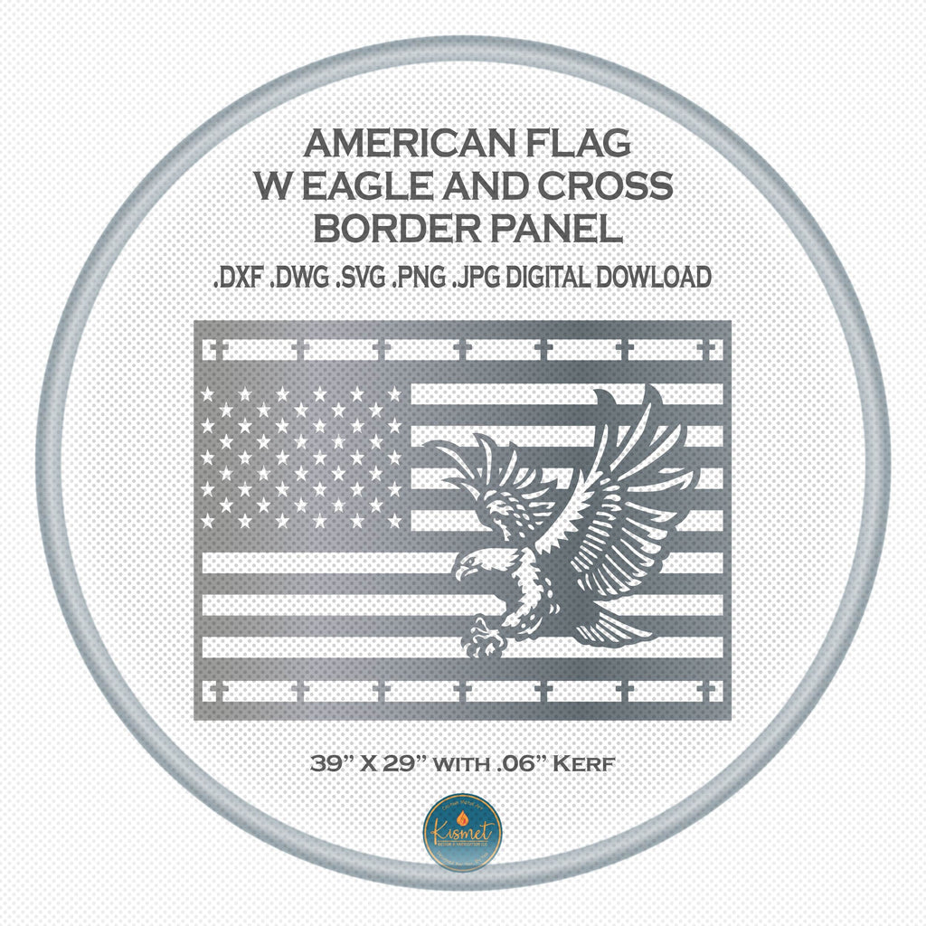 American Flag Eagle Railing Panel DXF/SVG design preview with file details