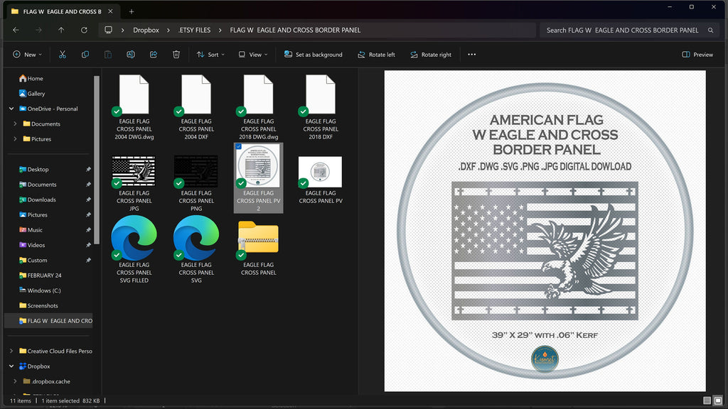 American Flag Eagle Railing Panel vector paths in design software