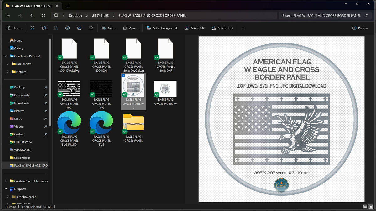 American Flag Eagle Railing Panel vector paths in design software
