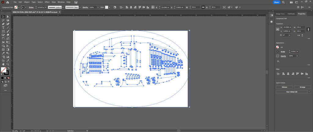 Semi Truck Oval Sign vector paths in design software (photo 4)