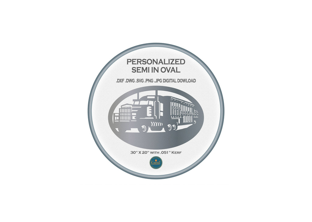 Semi Truck Oval Sign DXF/SVG design preview with file details