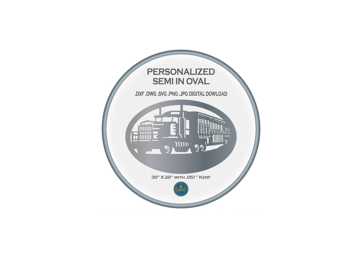 Semi Truck Oval Sign DXF/SVG design preview with file details