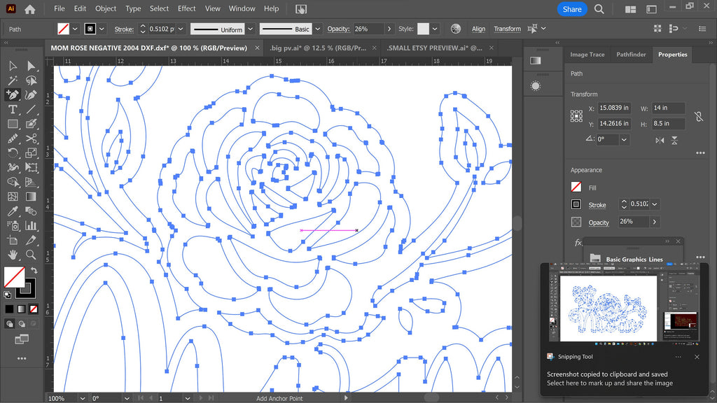 Mom with Climbing Rose Branches vector paths in design software (photo 4)