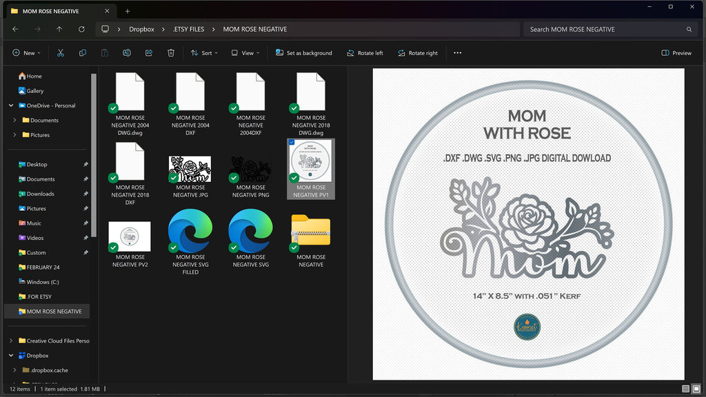 Mom with Climbing Rose Branches vector paths in design software
