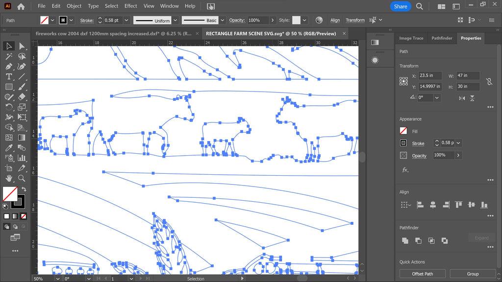 Rectangular Farm Scene vector paths in design software (photo 5)