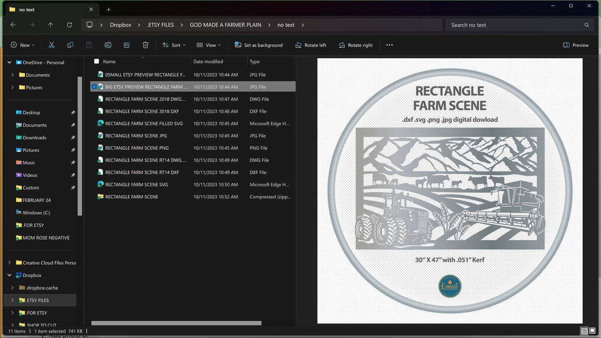 Rectangular Farm Scene vector paths in design software