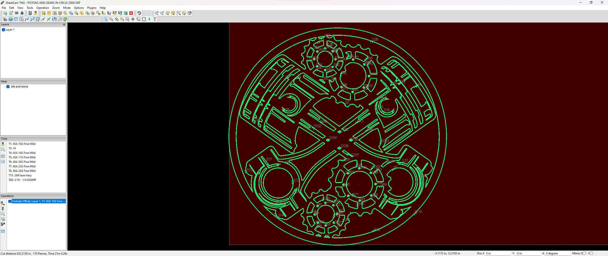Pistons and Sprockets Circle vector paths in design software