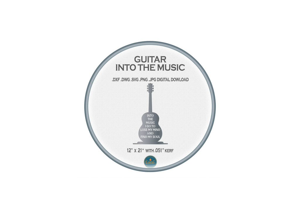 Into the Music Guitar Wall Art DXF/SVG design preview with file details