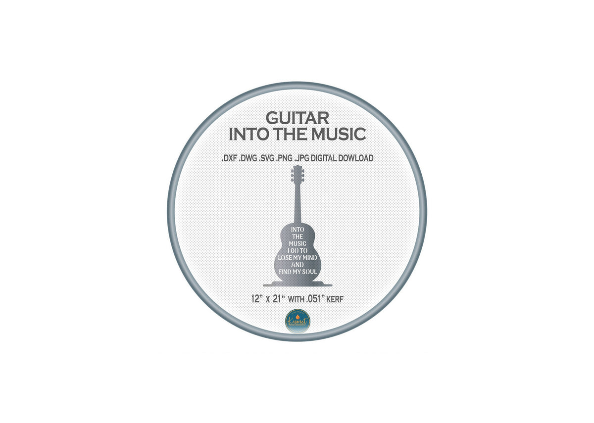 Into the Music Guitar Wall Art DXF/SVG design preview with file details