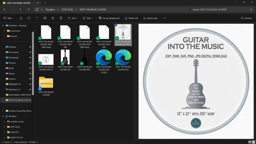 Into the Music Guitar Wall Art vector paths in design software