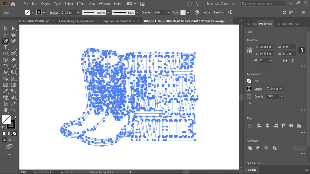 Kick Off Your Boots Western Sign vector paths in design software (photo 6)
