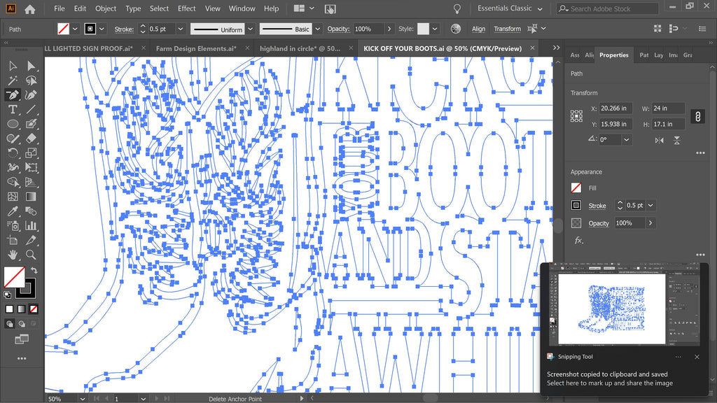 Kick Off Your Boots Western Sign vector paths in design software (photo 7)