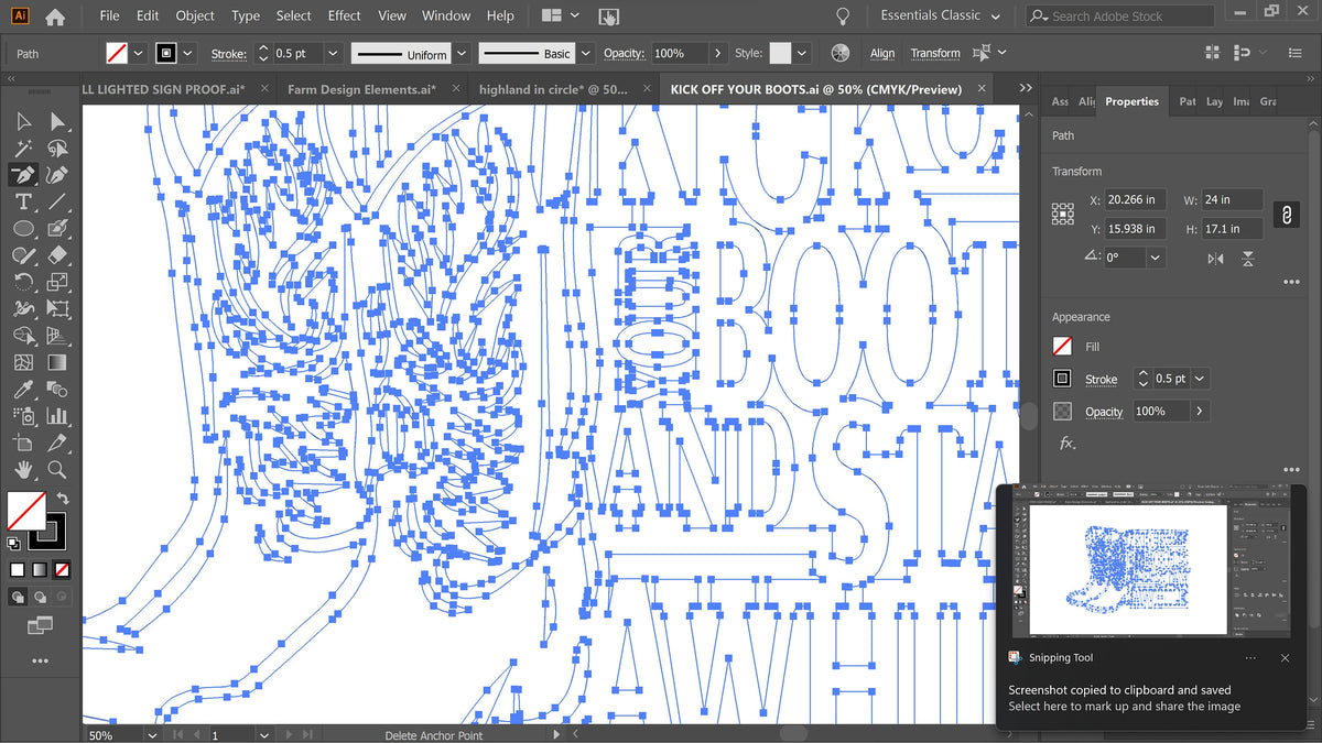 Kick Off Your Boots Western Sign vector paths in design software (photo 7)
