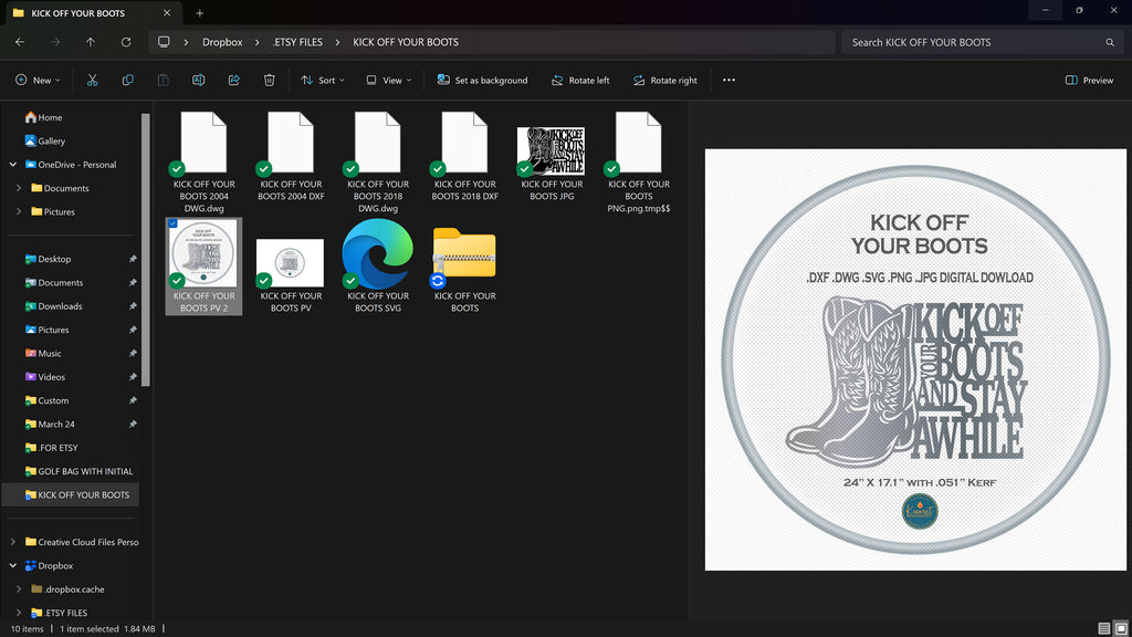 Kick Off Your Boots Western Sign vector paths in design software