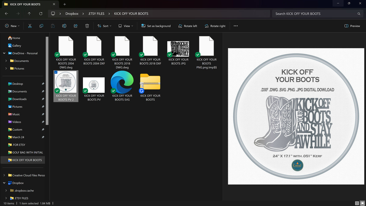 Kick Off Your Boots Western Sign vector paths in design software