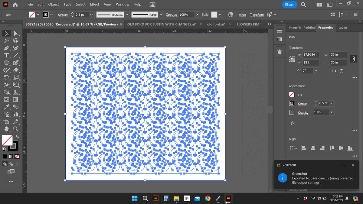 Rose Pattern Railing Panel vector paths in design software (photo 4)