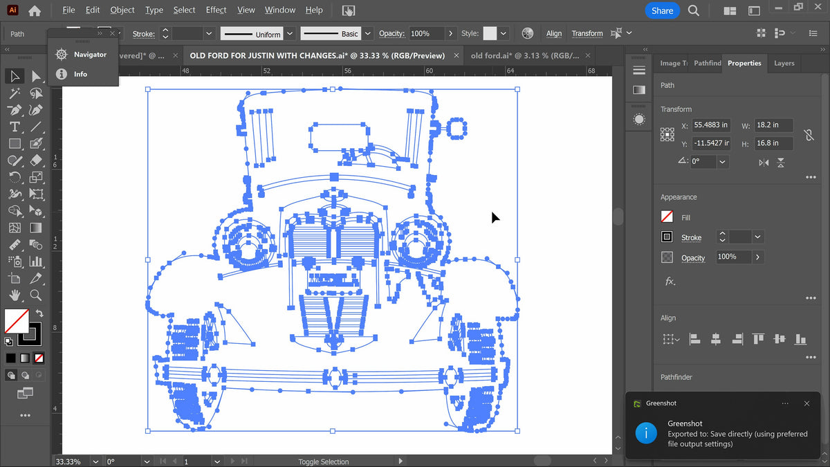 Model A Vintage Car Sign vector paths in design software (photo 4)