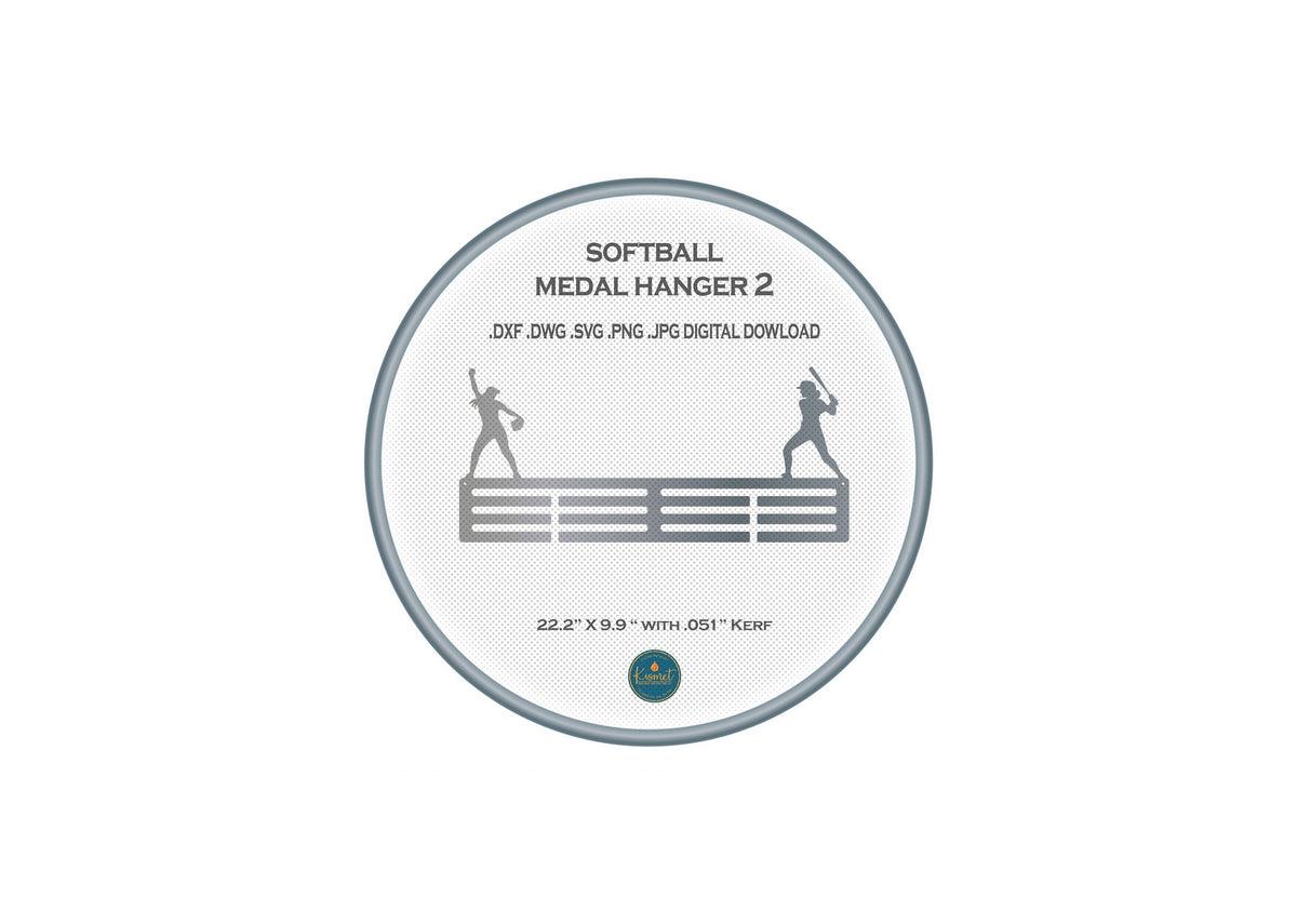 Softball Medal Hanger DXF/SVG design preview with file details