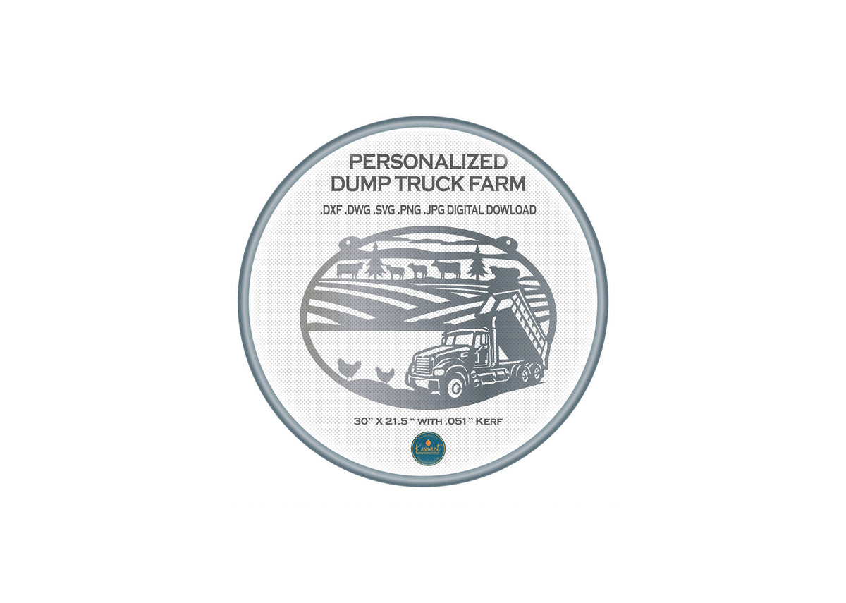 Personalized Dump Truck Farm Sign DXF/SVG design preview with file details