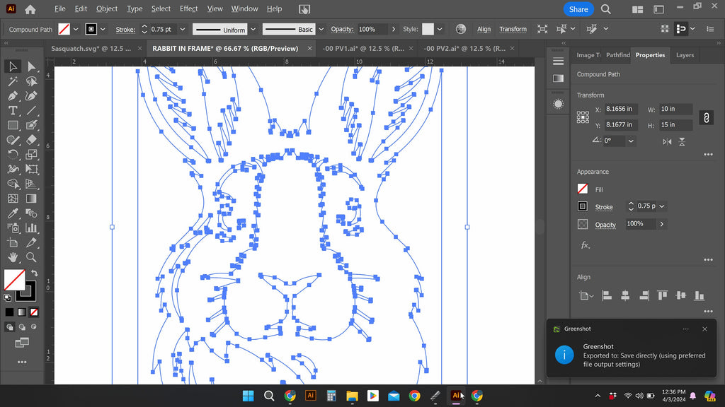 Rabbit Portrait Frame vector paths in design software (photo 6)