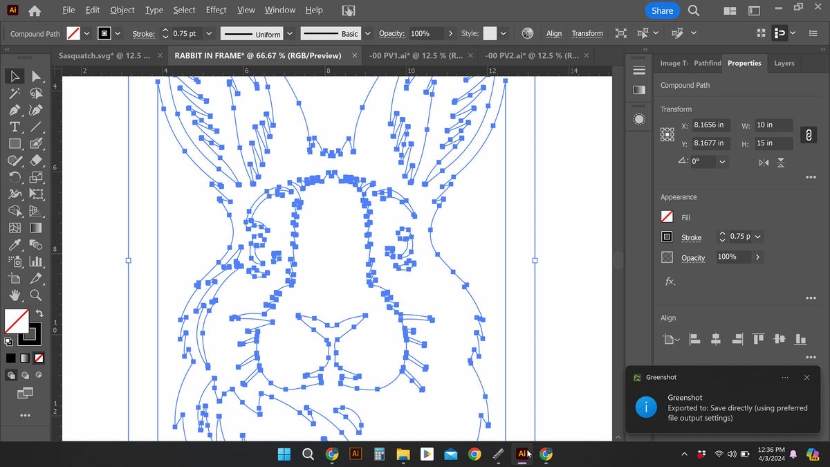 Rabbit Portrait Frame vector paths in design software (photo 6)